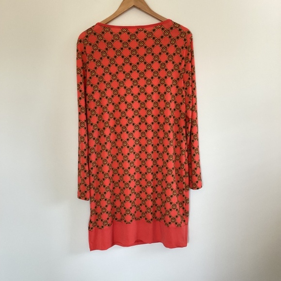 Michael Kors Chain Link Long Sleeve Orange & Gold Shift Dress Sz XL Equestrian - Picture 5 of 13
